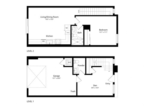 a floor plan of a small house with a loft and a living room